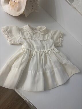 Vintage Ivory Lace Trim Baby Dress